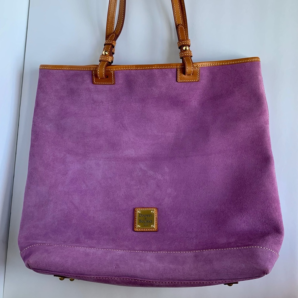 Dooney & Bourke Purple Suede Bag with Blue Lining includes Dust Cover